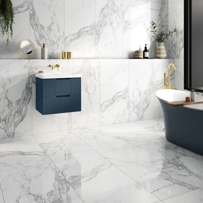 Eternal Grey Marble Effect Large Polished Porcelain Tile