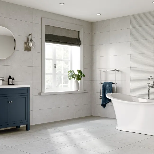 Mare White Stone Effect Matt Ceramic Wall Tile