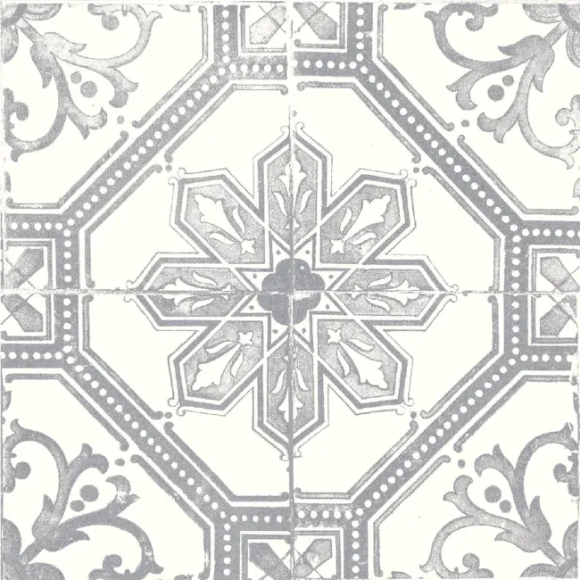 Nikea Grey Patterned  Matt Porcelain Wall and Floor Tile