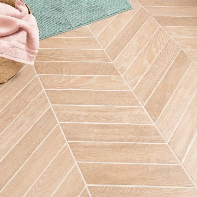 Ancona Chevron Nature Wood Effect Tile
