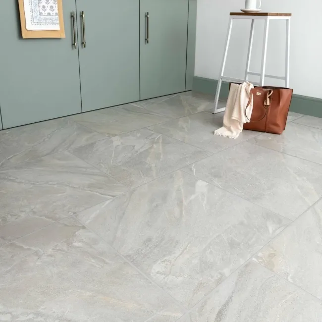 Granby Light Grey Matt Stone Effect Wall And Floor Tiles 597x597
