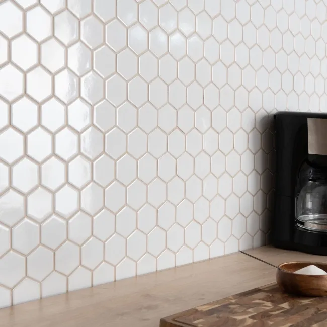 Pixel White Hexagon Gloss 50x50