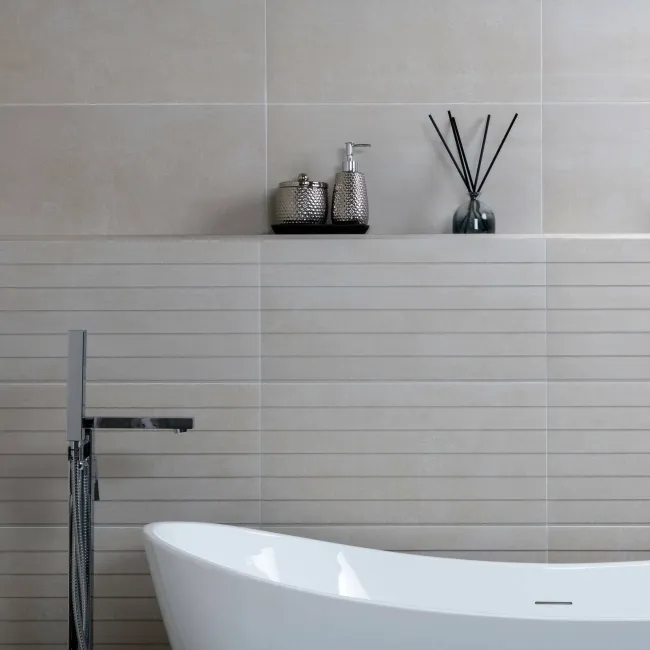 Porto Ivory Matt Decor Concrete Effect Wall Tiles