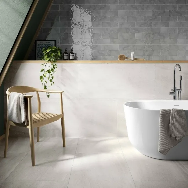 New Pietra White Rectified Matt Stone Effect Tile 1200x600x7mm