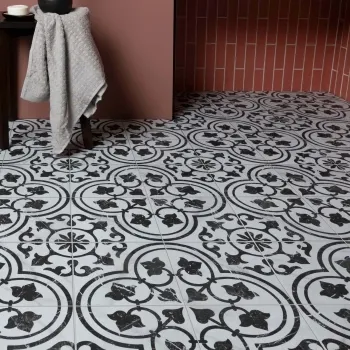 Bourton Black and White Marble Effect Pattern Wall and Floor Tiles