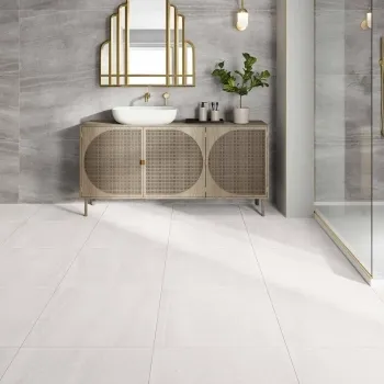 New Pietra White Rectified Matt Stone Effect Tile 600x600x7mm