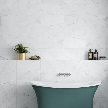 Riva White Matt Marble Effect Wall Tile 600x300