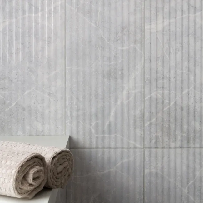 Agora Light Grey Gloss Marble Effect Decor Wall Tile 600x300