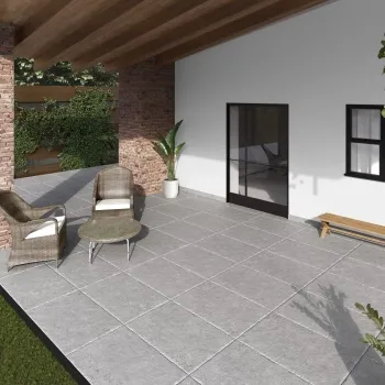 Alba Silver Stone Effect Matt Porcelain Outdoor Slab Tile