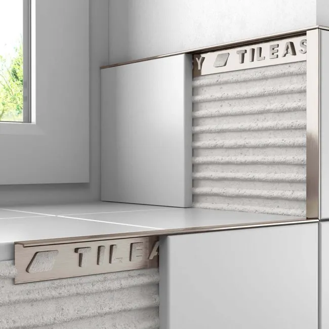 10mm Brushed Chrome Square Edge Metal Trim