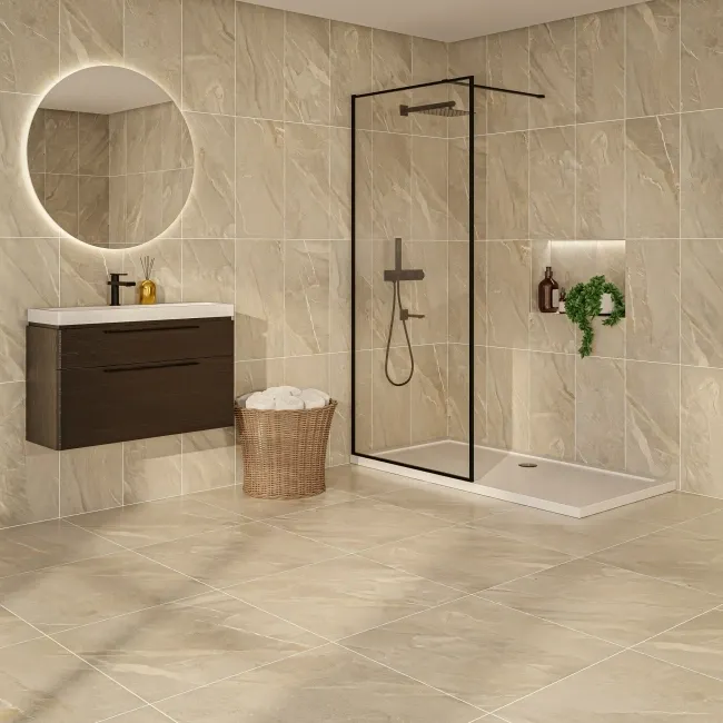 Granby Beige Matt Stone Effect Wall And Floor Tiles 597x597