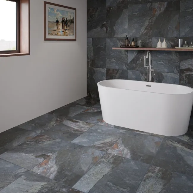 Newstone Sapphire Blue Matt Slate Effect Wall and Floor Tiles
