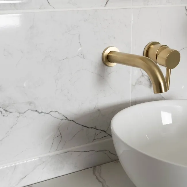 Riva White Gloss Marble Effect Wall Tile 600x300