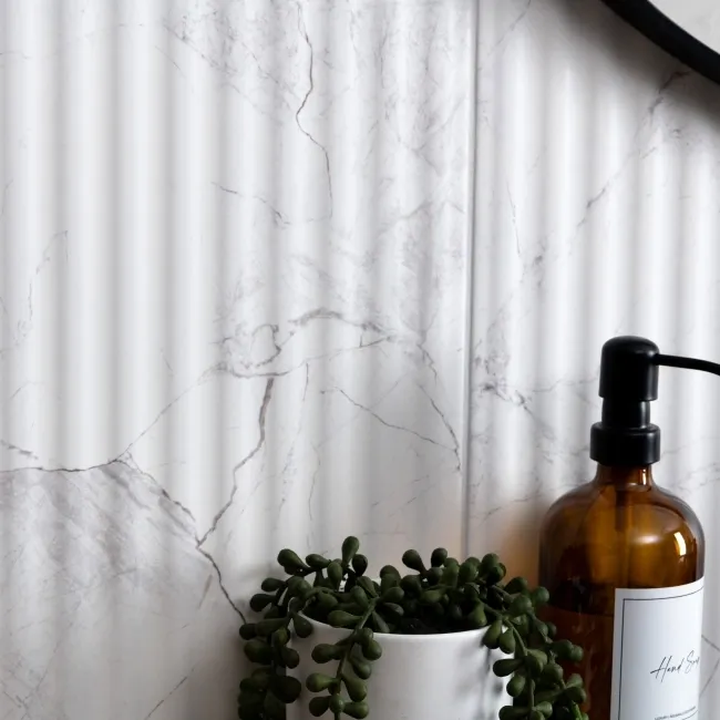 Riva White Matt Marble Effect Decor Wall Tile 600x300