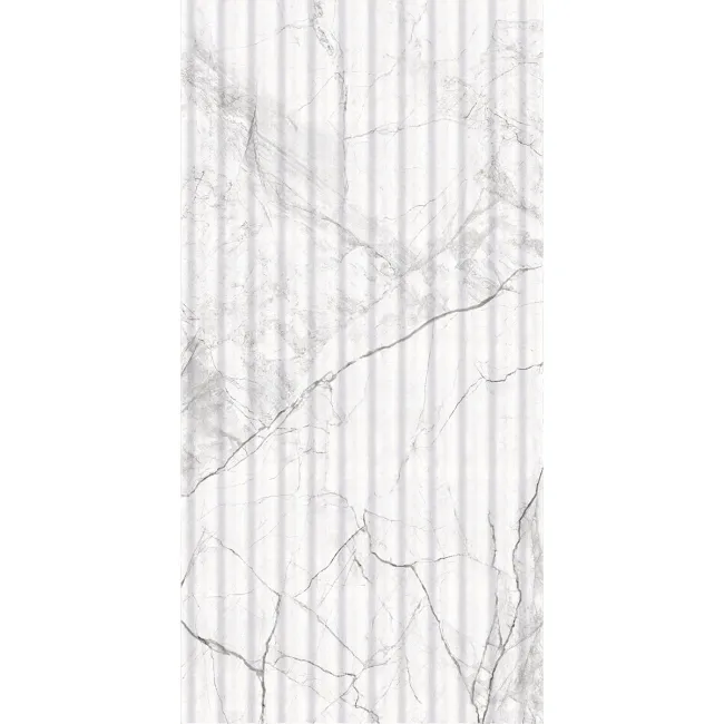 Riva White Matt Marble Effect Decor Wall Tile 600x300