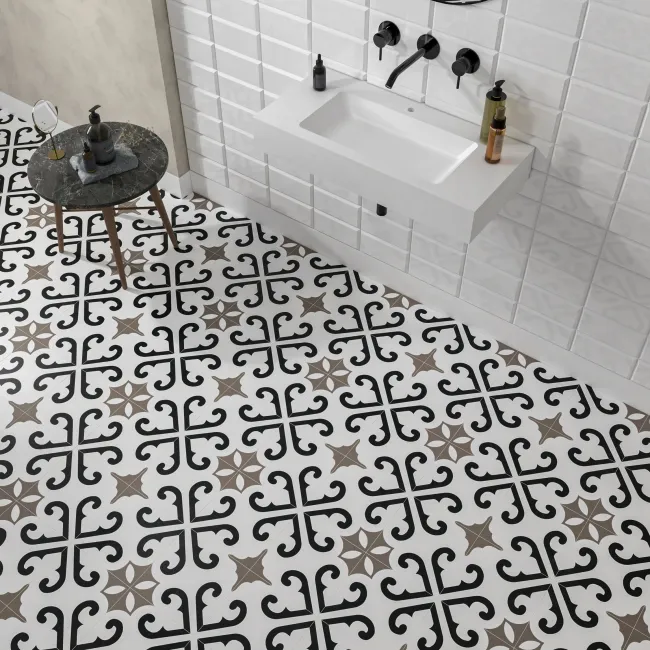Bello Derby Matt Grey Patterned Floor Tiles 45x45
