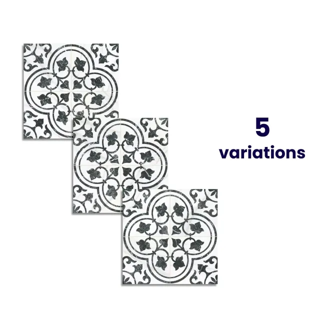 Bourton Black and White Marble Effect Pattern Wall and Floor Tiles