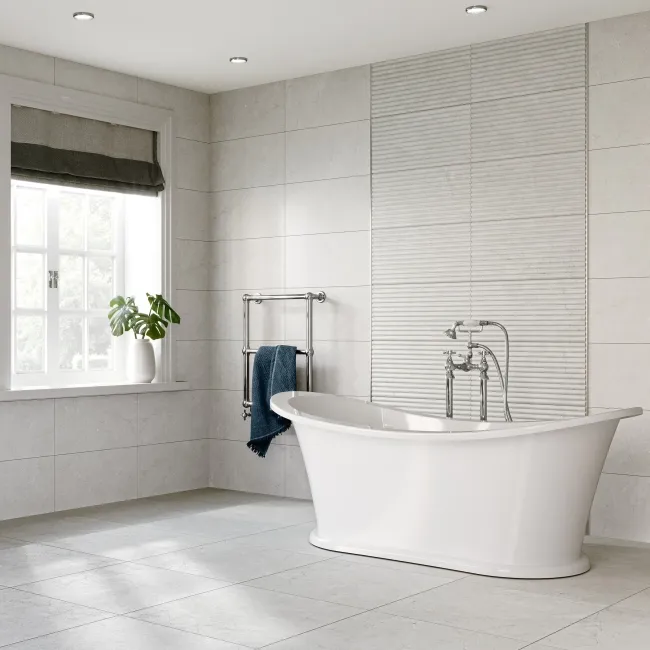 Mare Decor White Stone Effect Matt Ceramic Wall Tile