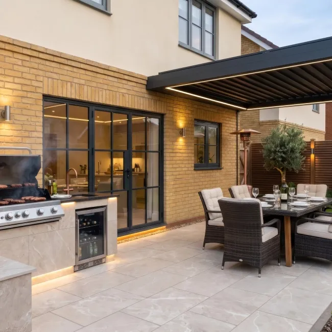 Amalfi Cream Stone Effect Matt Porcelain Outdoor Slab Tile