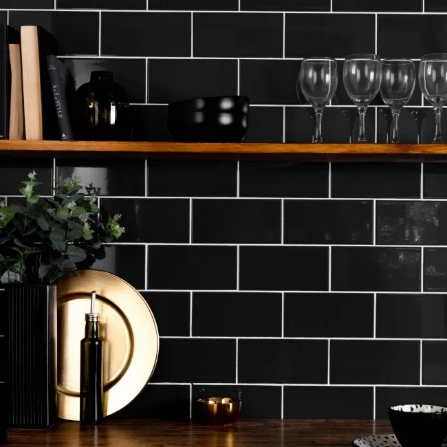 Liso Black Gloss Metro Tiles 100x200