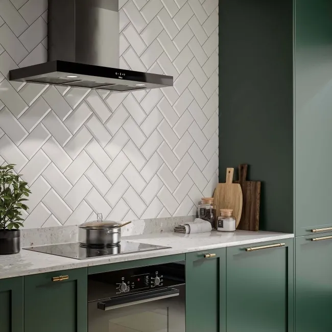 Fulham White Bevelled Metro Tiles