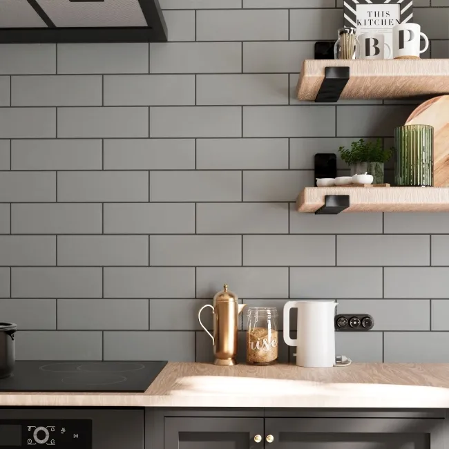 Bricks Grey Matt Ceramic Metro Wall Tiles 300x100x7mm