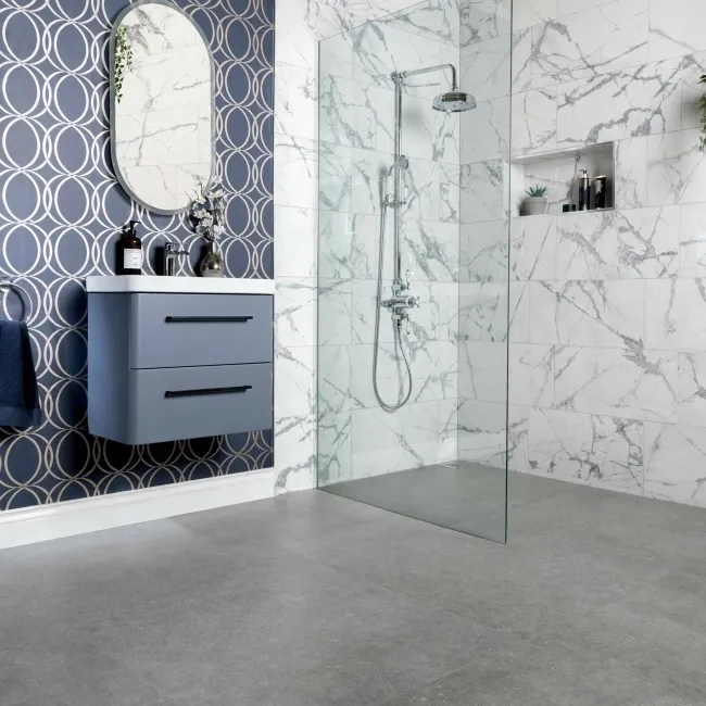 Loft Concrete Dark Grey Concrete Effect Tiles
