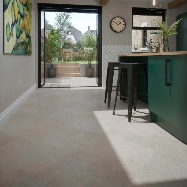 Tapa Light Bone Rectified Matt Stone Effect Tile 1200x600x7mm