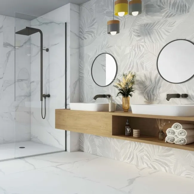 Forall White Matt Patterned Wall Tiles