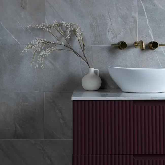 Granby Light Grey Matt Stone Effect Wall And Floor Rectified Tiles