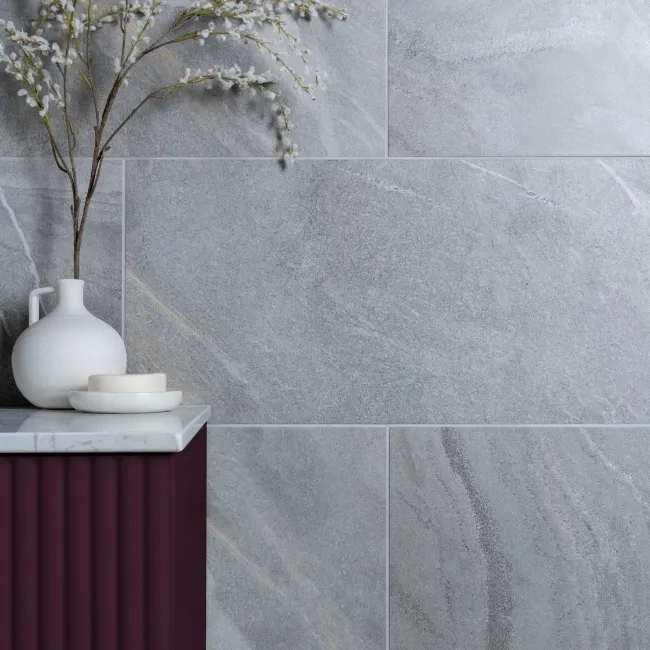 Granby Light Grey Matt Stone Effect Wall And Floor Rectified Tiles