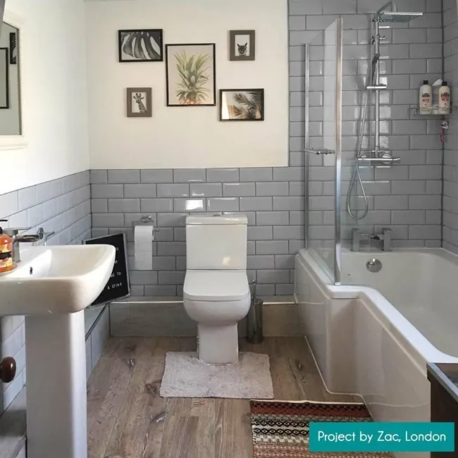 Retro Bevelled Grey Gloss Metro Tiles 200x100