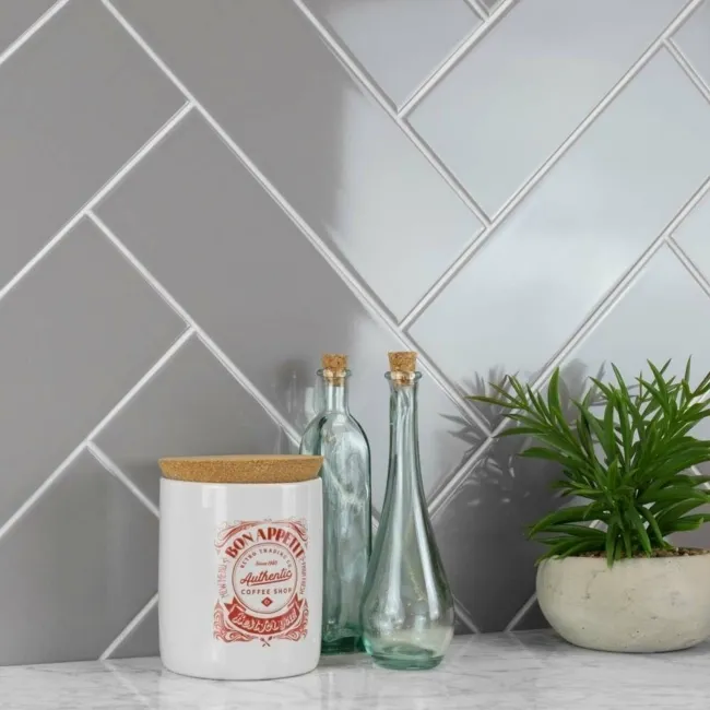 Bricks Grey Gloss Ceramic Metro Wall Tiles 300x100x7mm