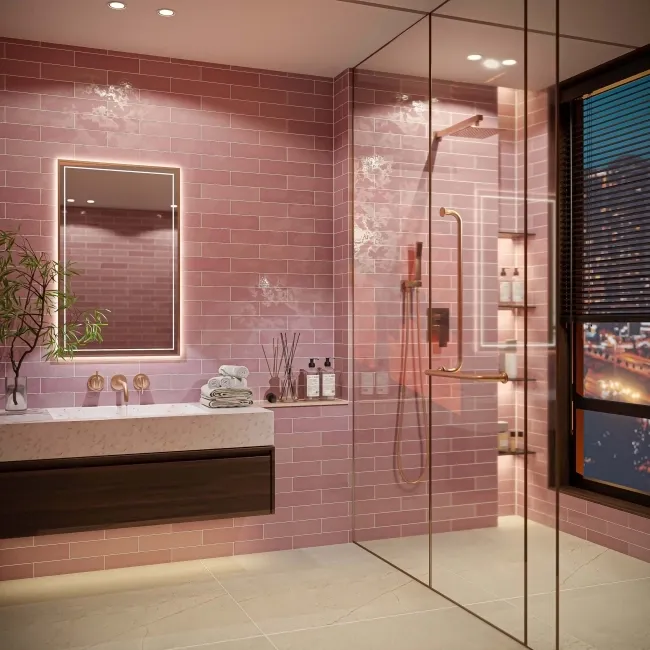 Opal Pink Gloss Wall Tile 75x300