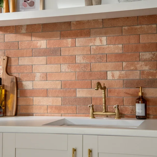 Tosca Teja Red Matt Brick Effect Tiles 62x235x9mm