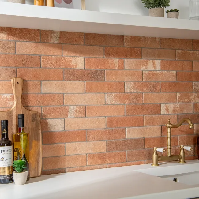 Tosca Teja Red Matt Brick Effect Tiles 62x235x9mm