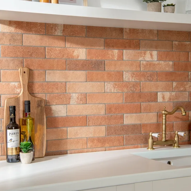 Tosca Teja Red Matt Brick Effect Tiles 62x235x9mm
