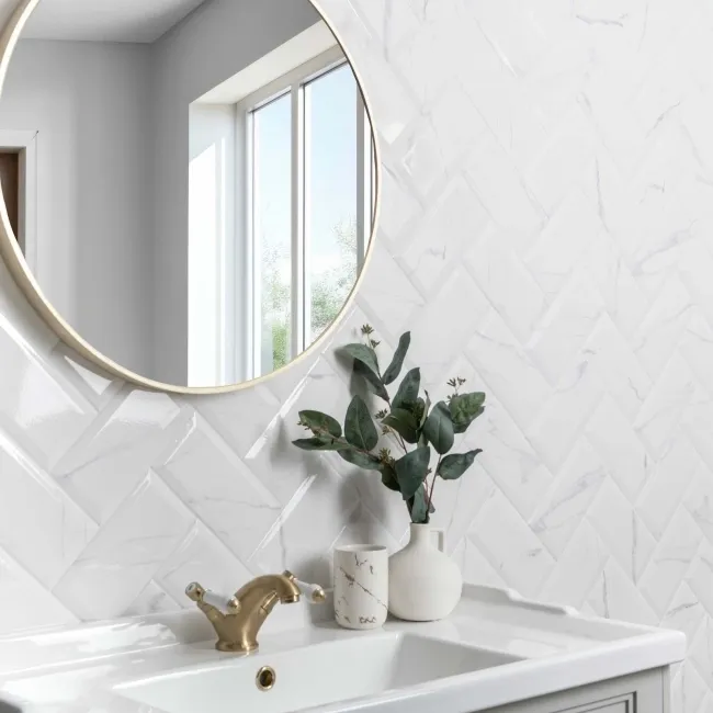 Apennine Bevelled Gloss Marble Effect Tile 10x20