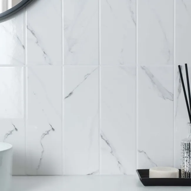 Apennine Flat Gloss Marble Effect Tile 10x30