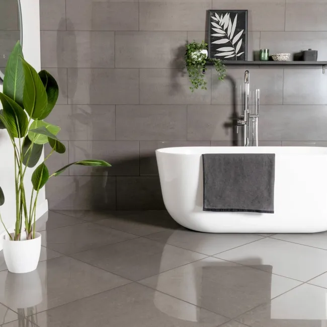 Gems Lounge Stone Effect Polished Anthracite 600x300