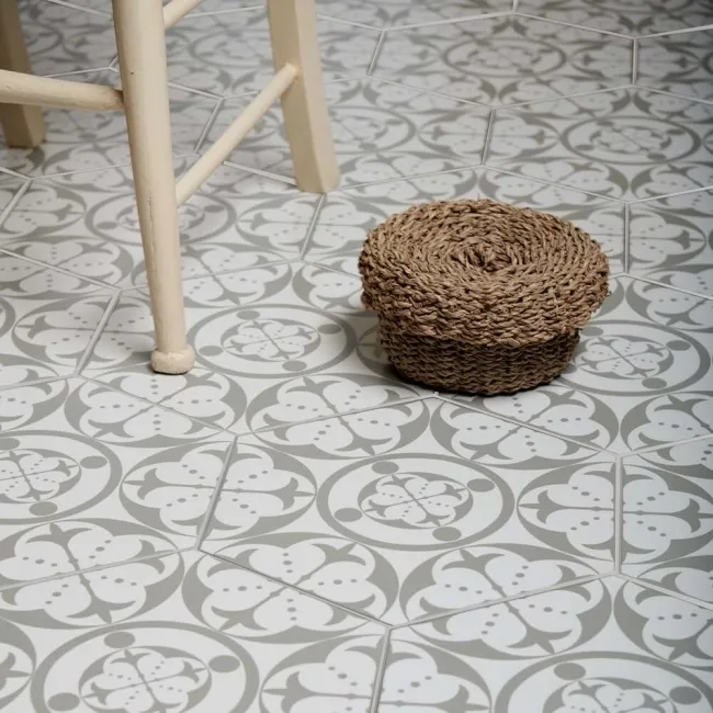 Carnaby Hexagon Decor Grey Tile