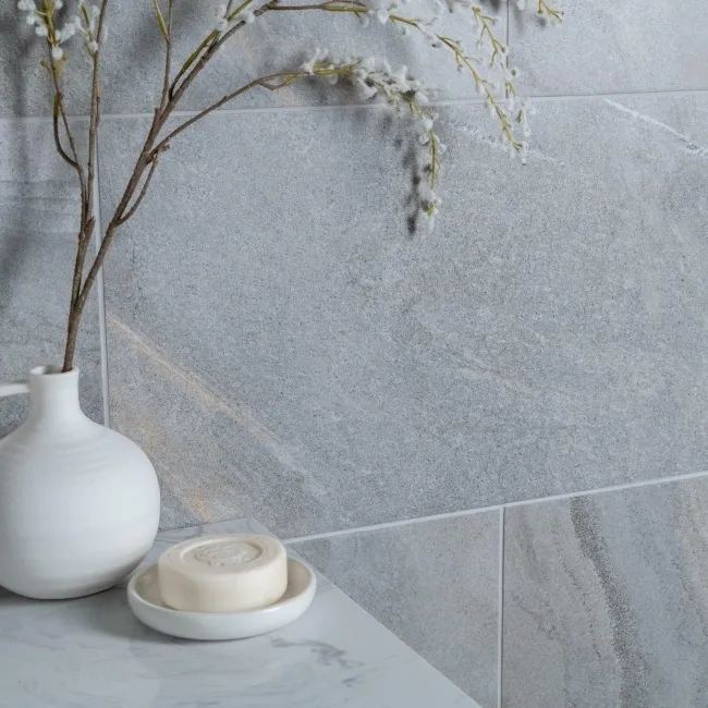 Granby Light Grey Matt Stone Effect Wall And Floor Rectified Tiles
