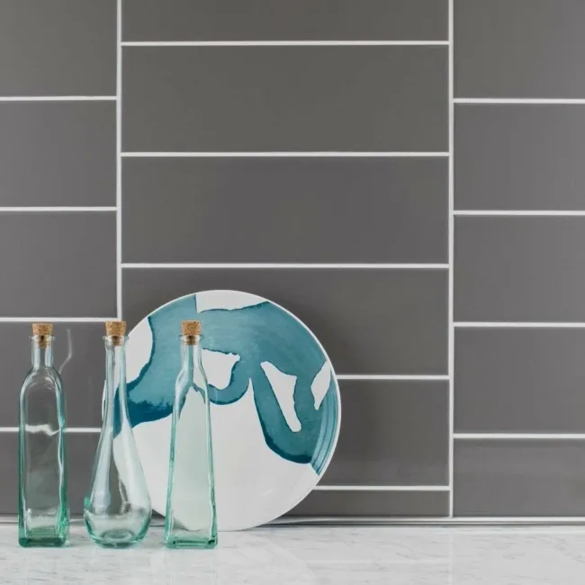 Bricks Dark Grey Gloss Ceramic Metro Wall Tiles 300x100x7mm